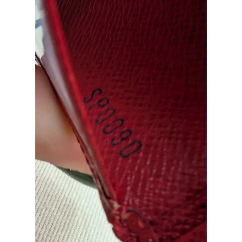 Louis Vuitton Card Holder Wallet Red Taiga Leather Bifold 2000 Authentic SP0090